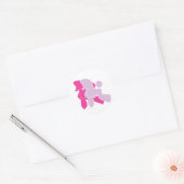 Twee roze roze roebel ronde sticker (Envelop)