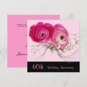 Twee roze rozen 60th Wedding Jubileum Kaart (Voorkant / Achterkant)