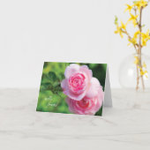 Twee Roze Rozen, de vriend van het hallo - de Kaart (Gele Bloem)