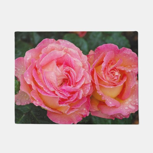 Twee roze rozen deurmat (Voorkant)