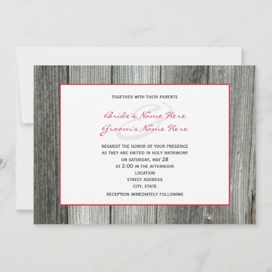 Twee roze rozen en barnhout uitgenodigd kaart (Achterkant)