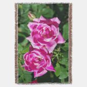 Twee roze rozen geweven deken (Voorkant Verticaal)