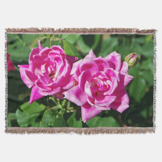 Twee roze rozen geweven deken (Voorkant)