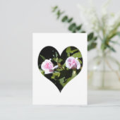 Twee roze rozen in een hart briefkaart (Staand voorkant)