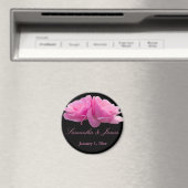Twee roze rozen persoonlijk huwelijk magneet (Insitu (Vaatwasser))
