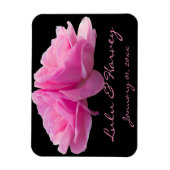 Twee Roze Rozen Persoonlijke Huwelijk Magneet (Verticaal)
