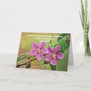 Twee Roze Rozenbloemen Bijbelvers Opmerking Kaart
