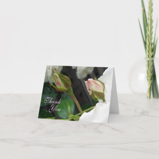 Twee roze rozentoppen Dank u Nota Kaart (Voorkant)