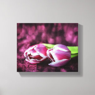 Twee roze tulpen canvas afdruk