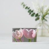 Twee roze tulpen visitekaartje (Staand voorkant)
