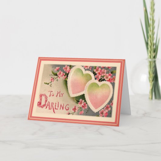 Twee Roze Valentijn Harten -  Valentijn Kaart (Voorkant)