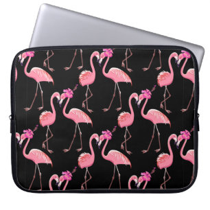 Twee roze vlammen op een zwarte achtergrond. Naadl Laptop Sleeve