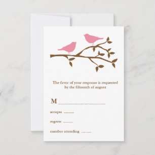 Twee roze vogels die RSVP-Kaart wedden RSVP Kaartje
