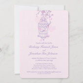 Twee roze vogels openen vogeljacht bruiloft kaart (Achterkant)