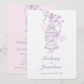 Twee roze vogels openen vogeljacht bruiloft kaart (Voorkant / Achterkant)