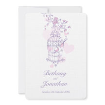 Twee roze vogels openen vogeljacht bruiloft