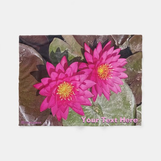 Twee roze waterlelies fleece deken (Voorkant (Horizontaal))