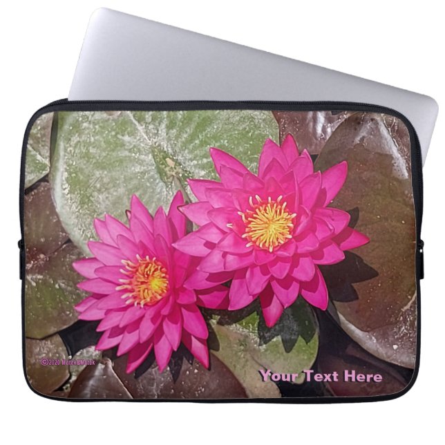 Twee roze waterlelies laptop sleeve (Voorkant)