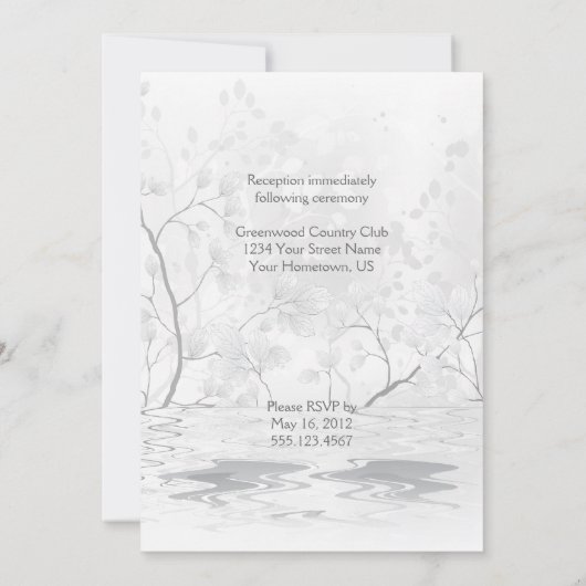 Twee roze zwanen huwelijksuitnodiging kaart (Achterkant)