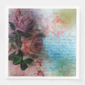 Twee Rozen Bloemenfamilie Ephemera Decoupage Servet (Voorkant)