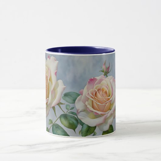 Twee  Rozen Flower Art Cup Mok (Midden)