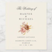 twee rozen gepersonaliseerde bruiloft wijn etiket (Enkel label)