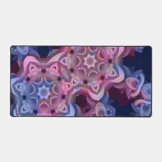 Twee rozen hart in blauw van stilte bureaumat (Voorkant)