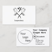 Twee Rozen met een Bass Clef Visitekaartje (Voorkant / Achterkant)