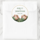 Twee Rozen met Golden Circle Ronde Sticker (Tas)