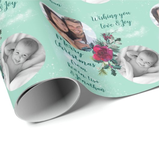 Twee Rozen voor Kerstmis met fotosjabloon Cadeaupapier (Rol Hoek)