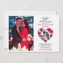 Twee rozen waterverf 10-jarig huwelijksjubileum