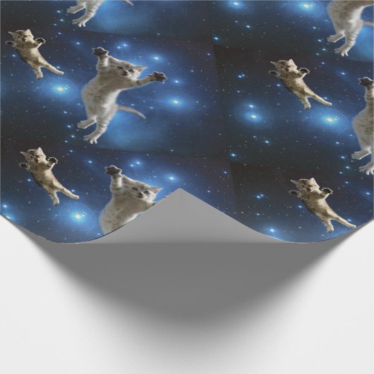 Twee ruimtekatten rond melkweg cadeaupapier (Hoek)