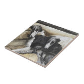 Twee Russische Wolfhound Dog Art keramische tapijt Tegeltje (Zijkant)