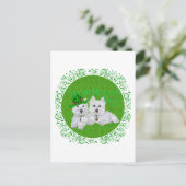 Twee rustende Westies op St. Patrick's Day Briefkaart (Staand voorkant)