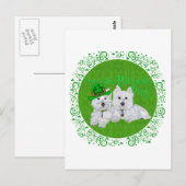 Twee rustende Westies op St. Patrick's Day Briefkaart (Voorkant / Achterkant)