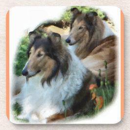 Twee Sable Rough Collies Drankjes Onderzetter