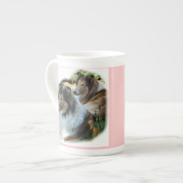 Twee Sable Rough Collies Kunst Cadeaus Porselein Kop