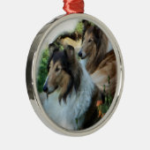 Twee Sable Rough Collies Metalen Ornament (Rechts)