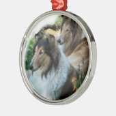 Twee Sable Rough Collies Metalen Ornament (Links)