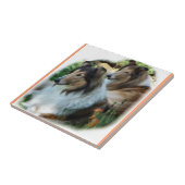 Twee Sable Rough Collies Tegeltje (Zijkant)