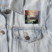 TWEE SAINT JOHN EN FALLEN ANGEL VIERKANTE BUTTON 5,1 CM (In situ)