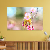 Twee Sakura-bloemen op een twijg in het voorjaar Canvas Afdruk (Insitu (Woonkamer))