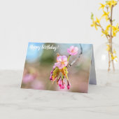 Twee Sakura-bloemen op een twijg in het voorjaar Kaart (Gele Bloem)