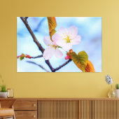 Twee Sakura-bloemen van Bleke roze kleur in het vo Canvas Afdruk (Insitu (Woonkamer))