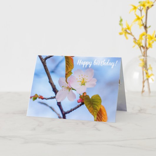 Twee Sakura-bloemen van Bleke roze kleur in het vo Kaart (Gele Bloem)