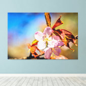 Twee Sakura Cherry Flowers Canvas Afdruk (Insitu (Houten vloer))