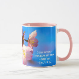 Twee Sakura Flowers op blauw Mok