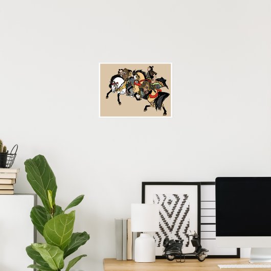 Twee Samurai horsperma. Grafische kunst Poster (Thuiskantoor)