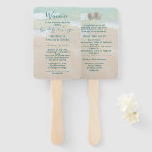 Twee Sand Dollars Beach Scene Fan Wedding Programm Handwaaier (Voorkant en achterkant)