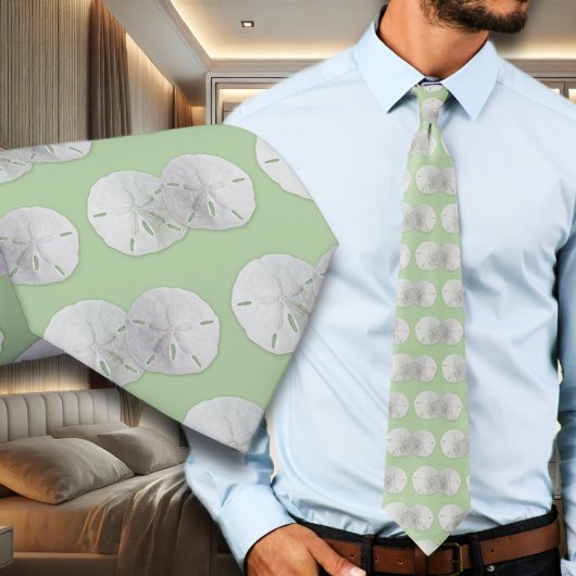 Twee Sand Dollars Sage Groene Bruidegom Stropdas